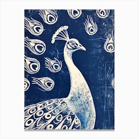 Peacock Pattern Linocut Inspired 1 Canvas Print