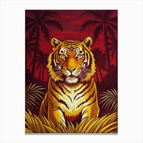 Tiger And Red Sky Canvas Print