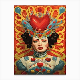 Alice In Wonderland The Queen Of Hearts Kitsch 2 Canvas Print