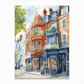 Watercolor London: Victorian Townhouses Canvas Print