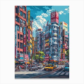 Create Retro 8 Bit Isometric Pixel Art Of Tokyo Akihabara,With A Bright Colour Palette With Zoomed In Viewpoint In The Style Of Kai Vermehr, Steffen Sauerteig And Svend Smital Leinwandbild