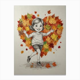 Autumn Leaves Heart 9 Canvas Print