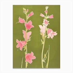 Pink & Green Larkspur 1 Canvas Print
