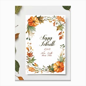 Calligraphic Font Featuring The Word Happy Fall In A Horizontal Layout Emulating An Artists Hand (1) Canvas Print