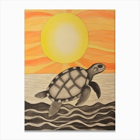 Naiive Geometric Sea Turtle Drawing Canvas Print
