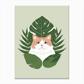 Cat With Leaves 1 Canvas Print