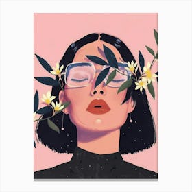 Illustration Of A Woman With Flowers 1 Canvas Print