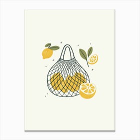 Netted Bag Of Lemons Aesthetic  Canvas Print