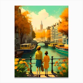 Amsterdam Retro Vintage Travel Canvas Print