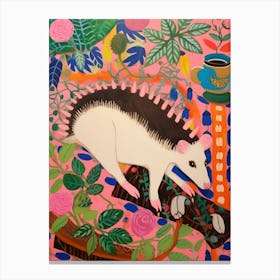 Maximalist Animal Painting Opossum 1 Canvas Print