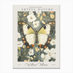 William Morris Butterfly White Flowers Exhibition Canvas Print