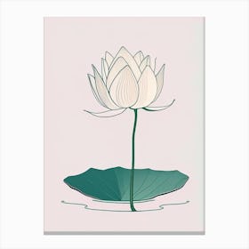 Blooming Lotus Flower In Lake Minimal Line Drawing 3 Canvas Print