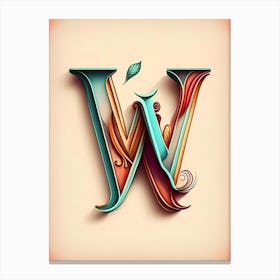 W, Letter, Alphabet Retro Drawing 1 Canvas Print