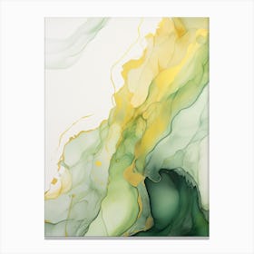 Green, White, Gold Flow Asbtract Painting 5 Canvas Print