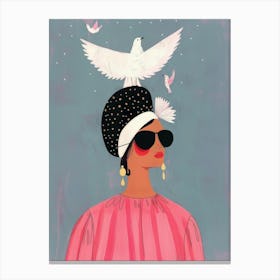 Dove On Head Canvas Print