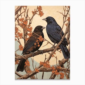 Art Nouveau Birds Poster Raven 1 Canvas Print