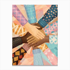 Group Of People Holding Hands Canvas Print