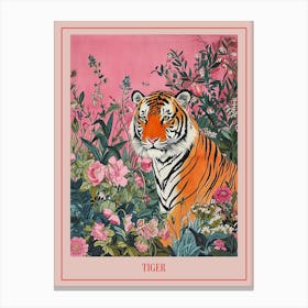 Floral Animal Painting Tiger 5 Poster Canvas Print