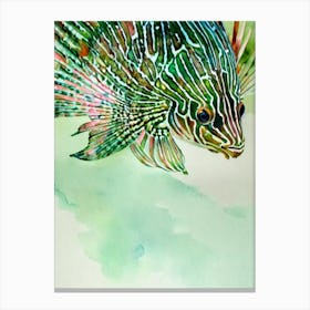 Lionfish Storybook Watercolour Canvas Print