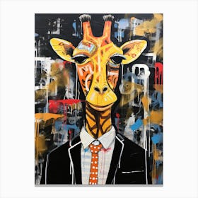 Giraffe in office suit 2 Canvas Print