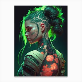 Green Tattoo Girl Canvas Print