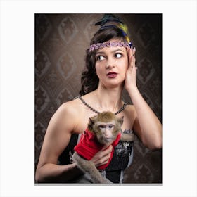 Woman With A Monkey Canvas Print