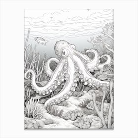 Octopus Detailed Drawing 3 Canvas Print