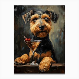 Airedale Welshie At The Bar 10 Canvas Print