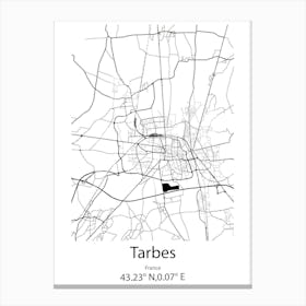 Tarbes,France Minimalist Map Canvas Print