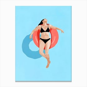 Woman In Bikini On Floatation Device Canvas Print