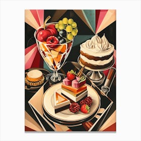 Art Deco Geometric Afternoon Tea Canvas Print