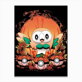 Rowlet Spooky Night - Pokemon Halloween Canvas Print