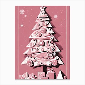 Pink Christmas Tree Cubism 1 Canvas Print