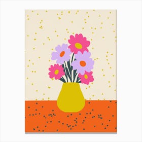 Flowers In A Vase Pink, Violet, Orange Canvas Print