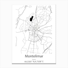 Montelimar,France Minimalist Map Canvas Print