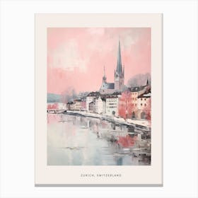 Dreamy Winter Painting Poster Zurich Switzerland 1 Canvas Print