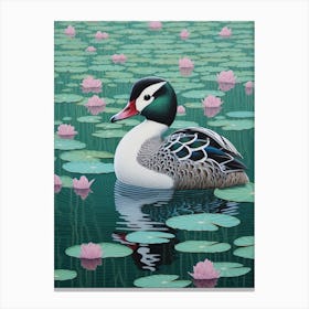 Ohara Koson Inspired Bird Painting Bufflehead 3 Canvas Print