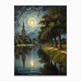 William Morris Moonlight Over The River Canvas Print