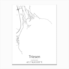 Triesen,Liechtenstein Minimalist Map Canvas Print