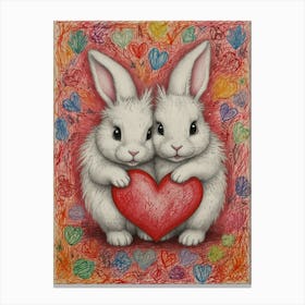 Bunnies With Hearts Canvas Print