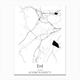 Erd,Hungary Minimalist Map Canvas Print