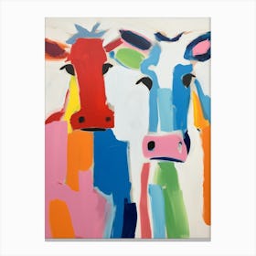Colourful Kids Animal Art Cow 4 Canvas Print