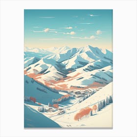 Park City Mountain Resort   Utah, Usa, Ski Resort Illustration 3 Simple Style Canvas Print
