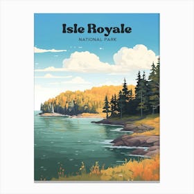 Isle Royale National Park Michigan Camping Modern Travel Illustration Canvas Print