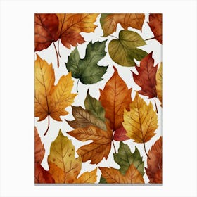 Autumn Leaves Seamless Pattern Canvas Print