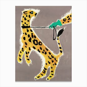 Cheetah on a Leash Vintage Art Canvas Print