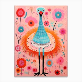 Pink Scandi Ostrich 2 Canvas Print