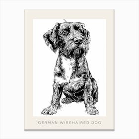 German Wirehaired Dog Line Sketch 2 Poster Canvas Print