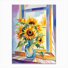 Sunflowers By The Window 1 Canvas Print