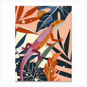Lizard In The Leaves Modern Abstract Illustration 4 Canvas Print